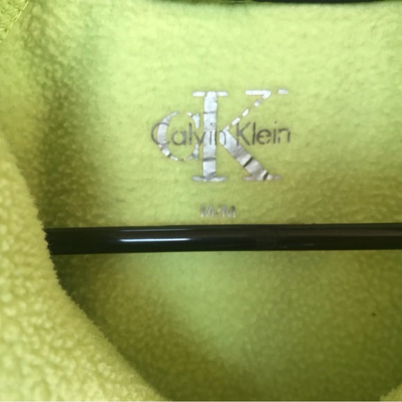 Calvin Klein Lime Grn Sweat Shirt Front Zip Long Sleeve Banded Cuff/Collar Polar - Picture 3 of 6